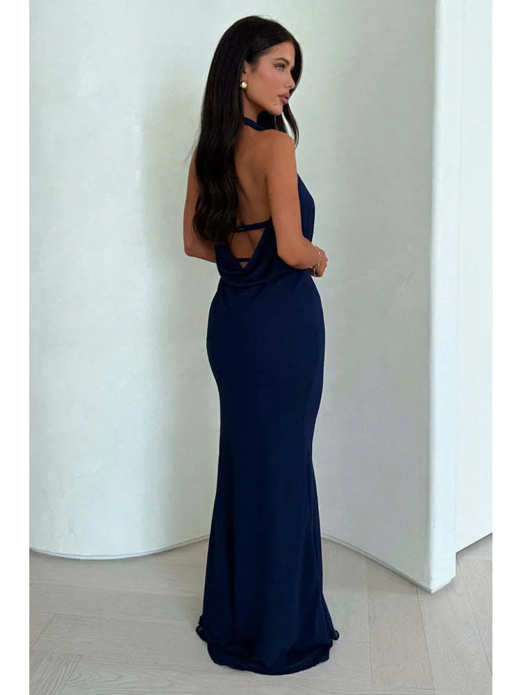 Articat Sexy Deep V-neck High Slit Backless Party Dress