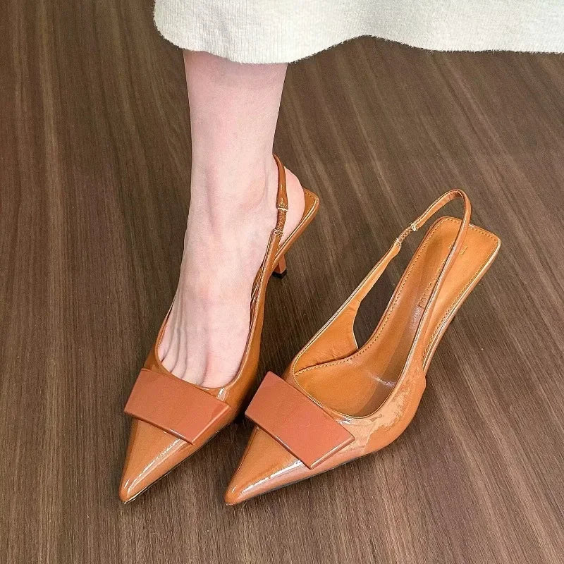 Fashion Square Buckle Pointed Toe Sandals Pumps