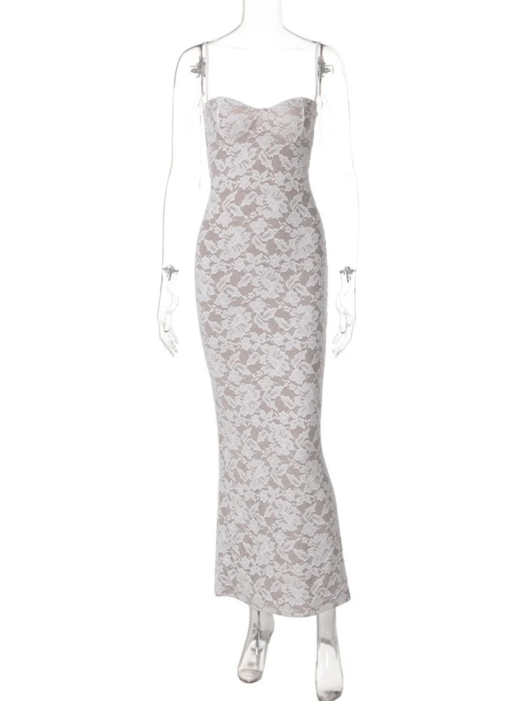 Spring Lace Printed Maxi Dress