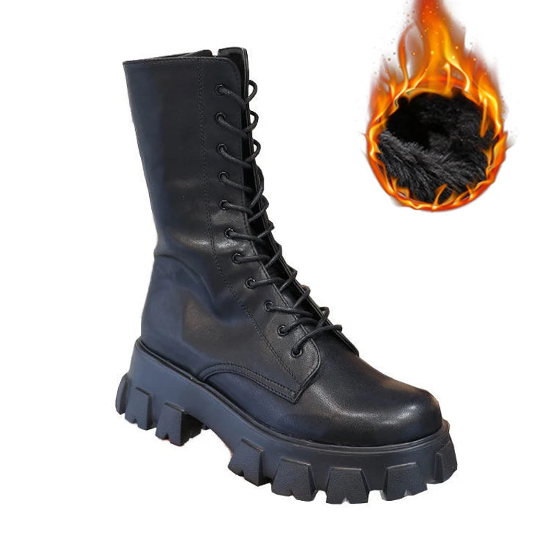 Mid Calf Boots Autumn Winter Fashion