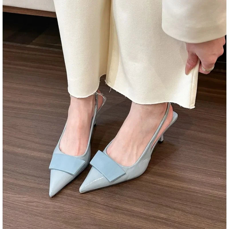 Fashion Square Buckle Pointed Toe Sandals Pumps