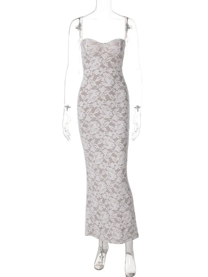 Spring Lace Printed Maxi Dress
