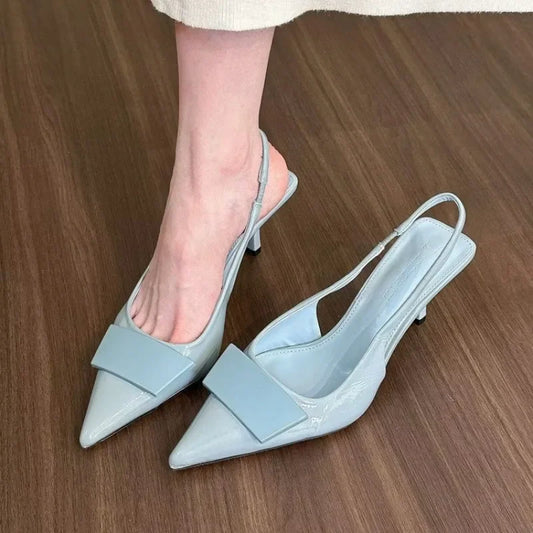 Fashion Square Buckle Pointed Toe Sandals Pumps