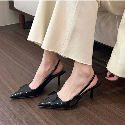 Fashion Square Buckle Pointed Toe Sandals Pumps